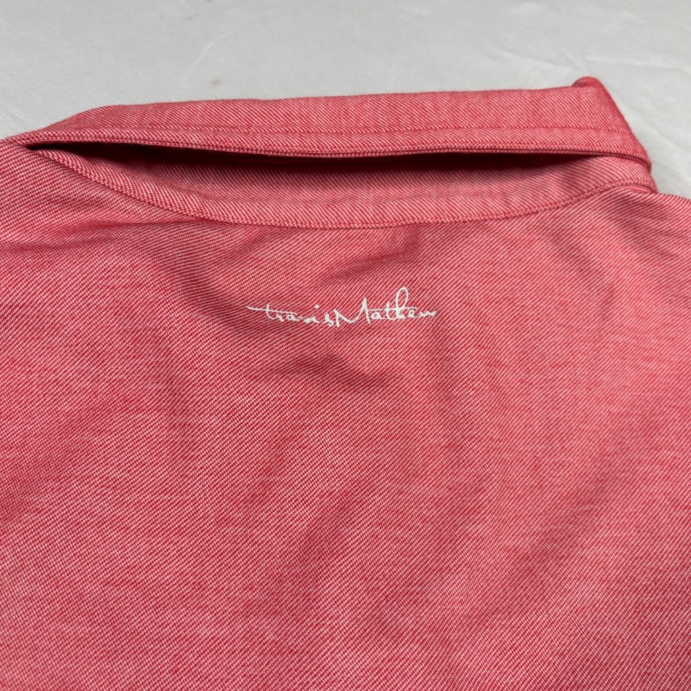 Travis Mathew Polo Shirt Mens XXL Red Heathered Short Sleeve Pocket Golf‎ Pique - Picture 7 of 12
